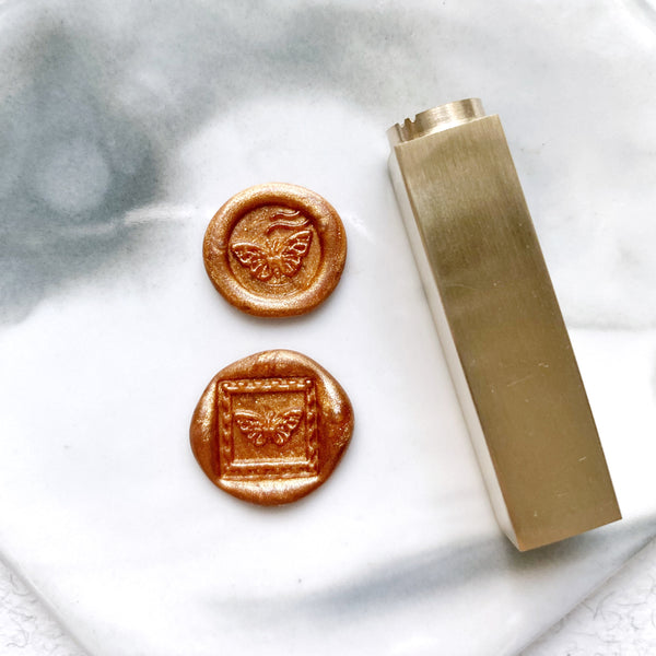 Two-sided Brass Wax Seal Stamp - Butterfly