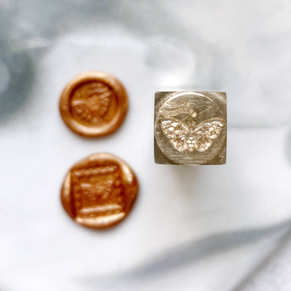 Two-sided Brass Wax Seal Stamp - Butterfly
