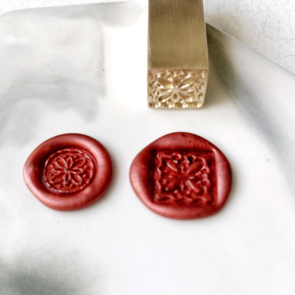 Two-sided Brass Wax Seal Stamp - Floral