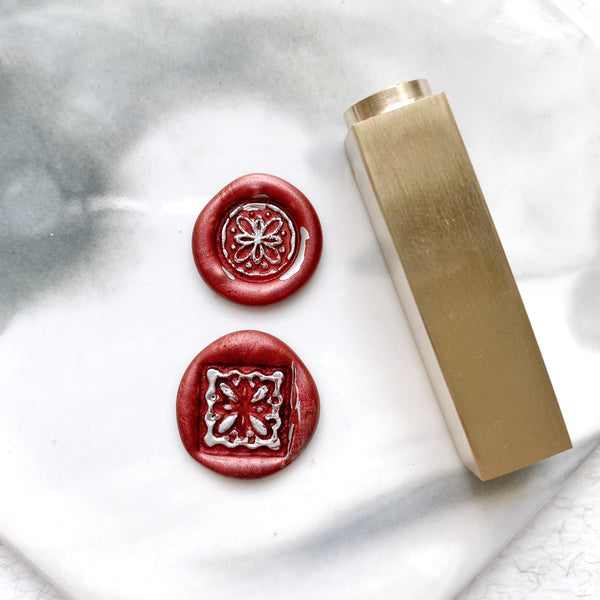 Two-sided Brass Wax Seal Stamp - Floral