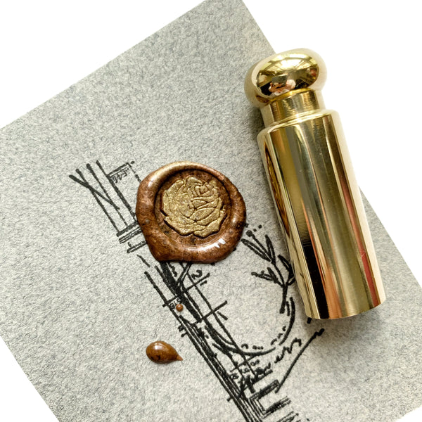 Rose Brass Wax Seal Stamp - 15mm