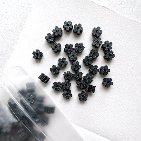Glitter Sakura Wax Seal Beads - Black