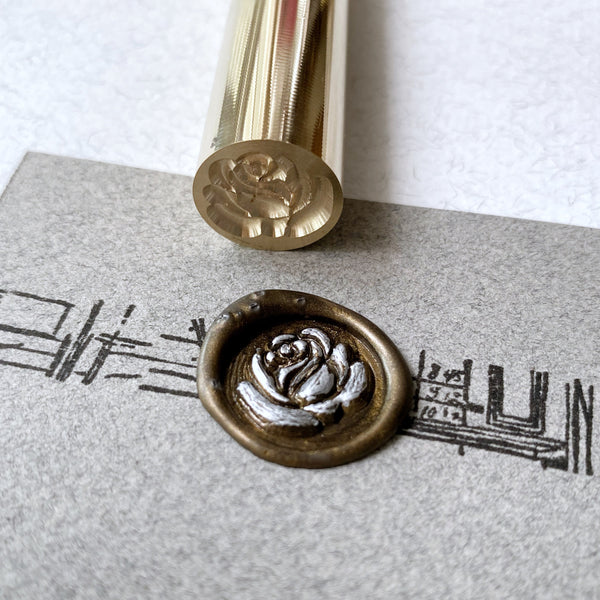 Rose #2 Brass Wax Seal Stamp - 15mm