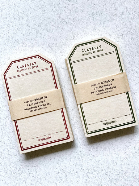 Classiky Letterpress Label Tag