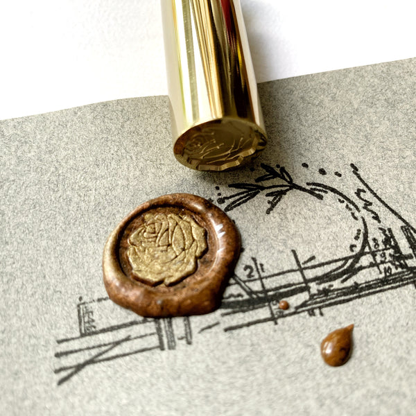 Rose Brass Wax Seal Stamp - 15mm