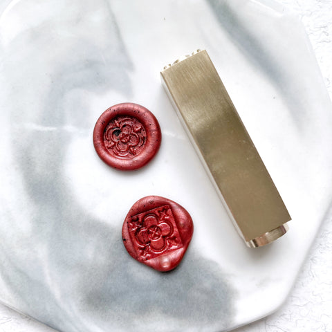 Two-sided Brass Wax Seal Stamp - 4-petals Flower