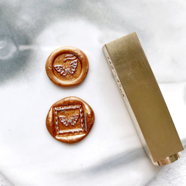 Two-sided Brass Wax Seal Stamp - Butterfly