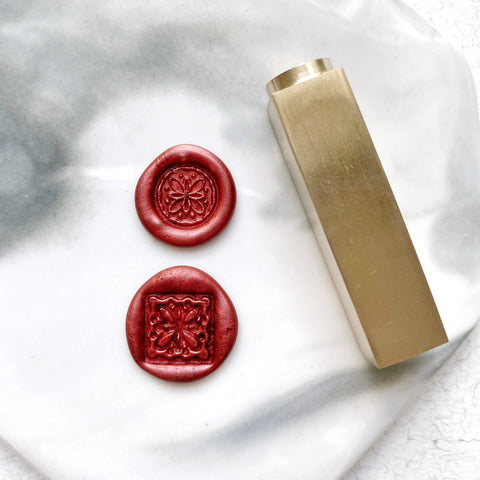 Two-sided Brass Wax Seal Stamp - Floral