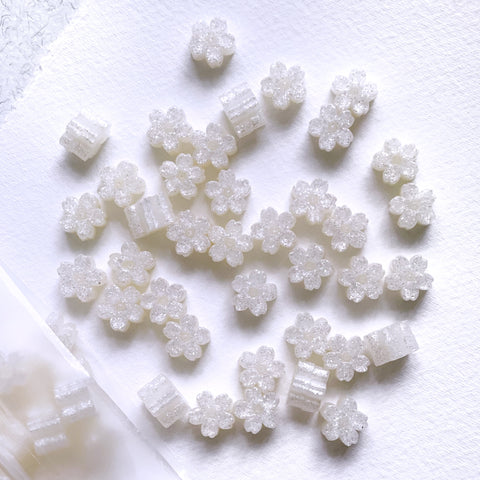 Glitter Sakura Wax Seal Beads - Translucent White