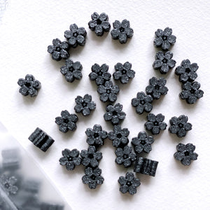 Glitter Sakura Wax Seal Beads - Black