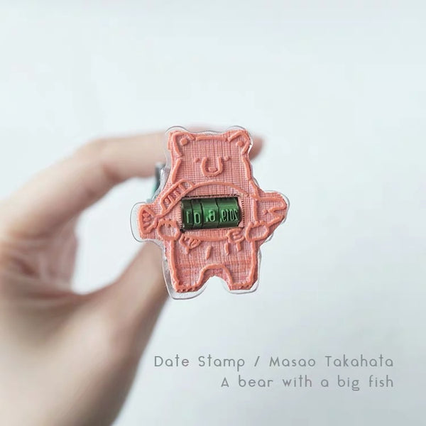 Takahata Bear with Fish Date Stamp